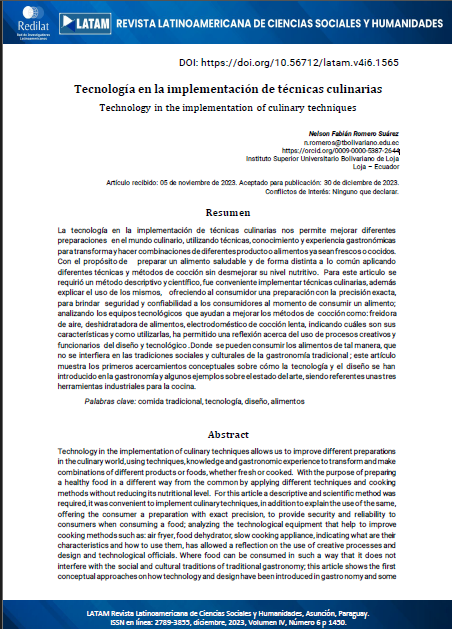 Tecnología en la implementación de técnicas culinarias