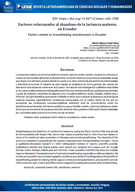 Factores relacionados al abandono de la lactancia materna en Ecuador