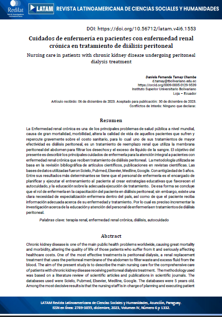 Cuidados de enfermería en pacientes con enfermedad renal crónica en tratamiento de diálisis peritoneal