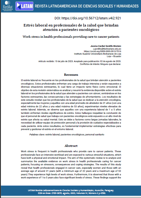 Estrés laboral en profesionales de la salud que brindan atención a pacientes oncológicos