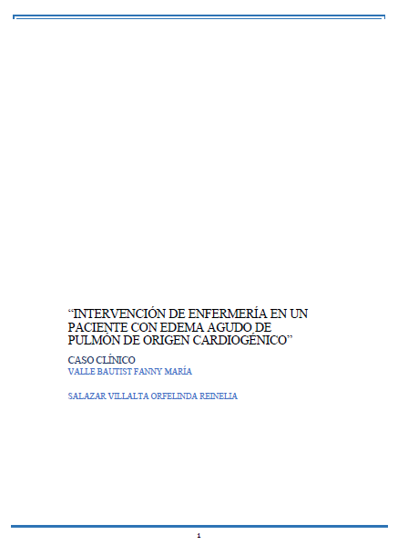 Intervención de enfermería en un paciente con edema agudo de pulmón de origen cardiogénico