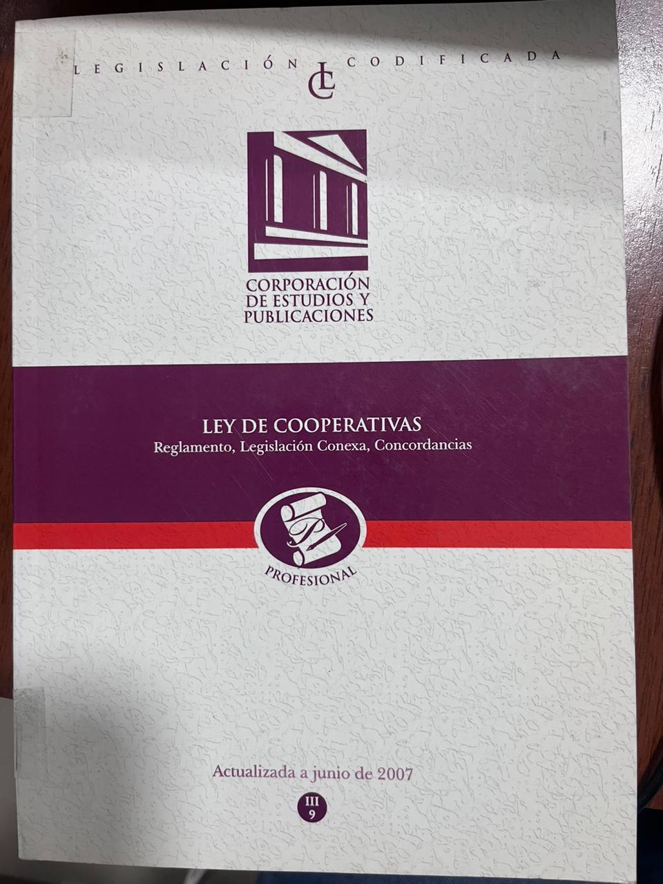 LEY DE COOPERATIVAS Reglamento, Legislación Conexa, Concordancias